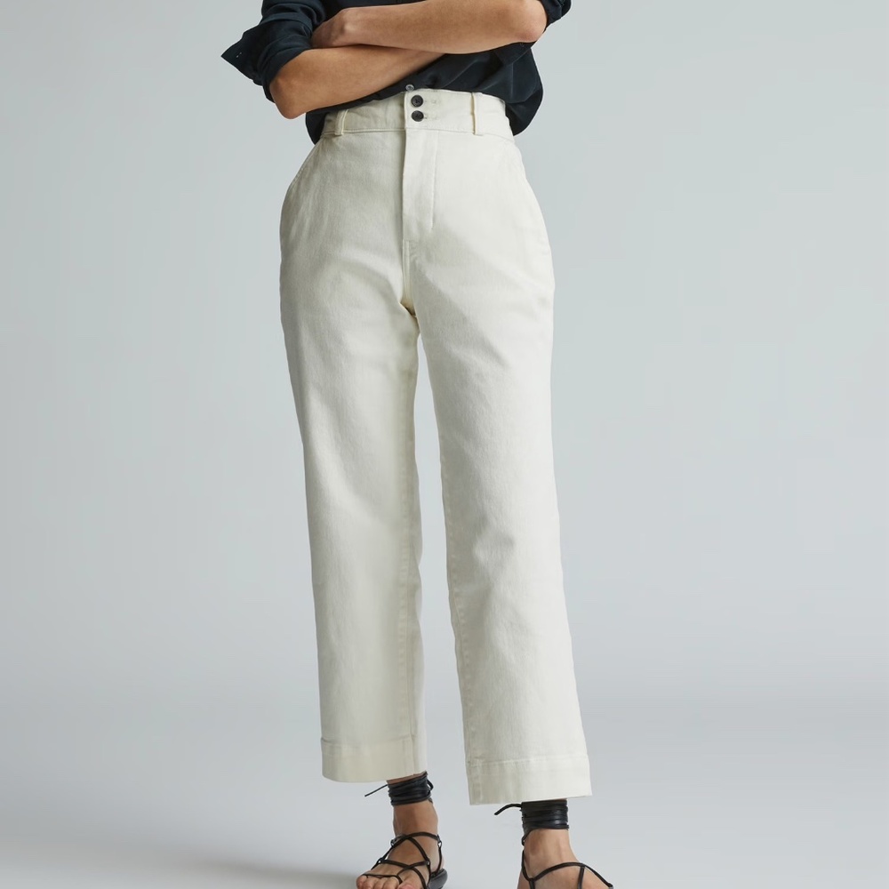 Everlane Organic Wide Leg Pant, White, Size 0